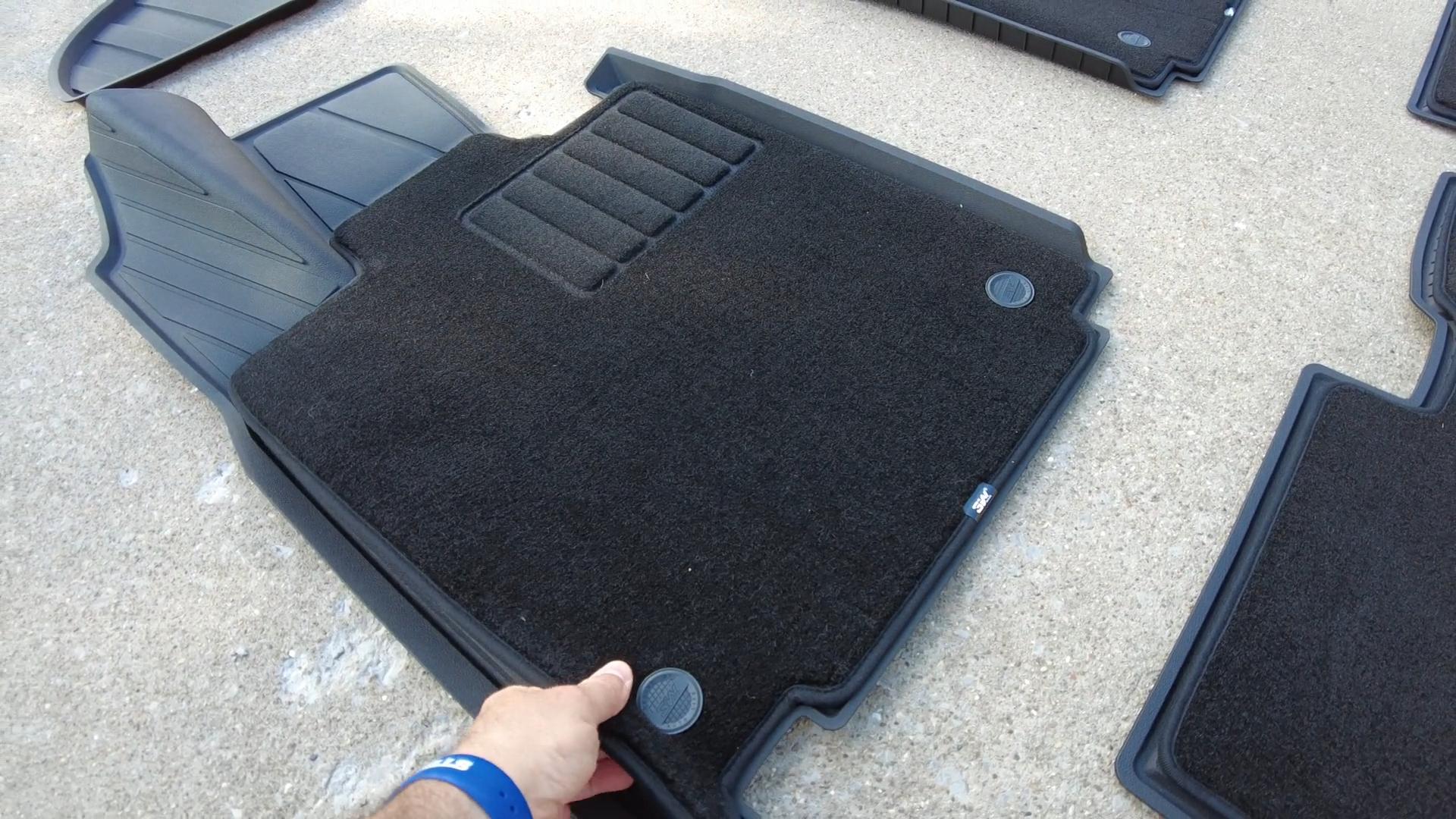 Removable carpet insert lifted from 3W Cybertruck molded floor liner