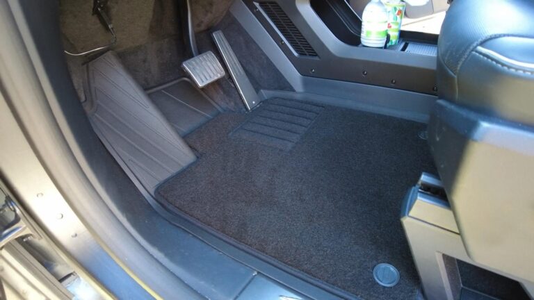 3W Cybertruck driver mat installed under accelerator and brake pedals